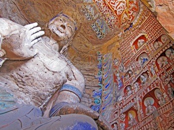 buddha statues of yungang grottoes : the world cultural heritage site, famous "buddhist caves art treasure houses" in datong, shanxi province, china. selective focus. 