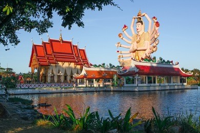 wat plai laem temple on lake samui thailand