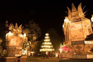 night walk in the light of the night at chiang mai