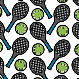 tennis ball racket sport seamless pattern