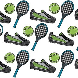 sport tennis ball racket sneaker seamless pattern
