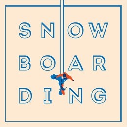 flat minialistic vector illustration with snowboarder in motion on snow. vintage hipster poster or sport emblem