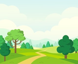 vector nature landscape background. cute simple cartoon style