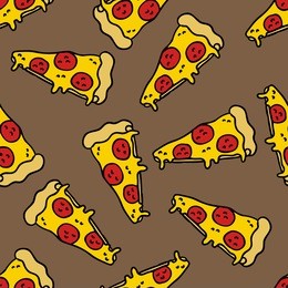 pizza seamless doodle pattern