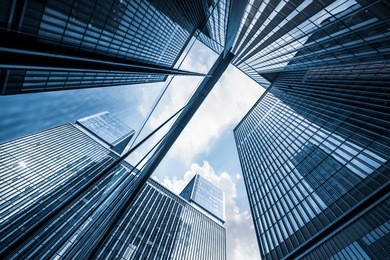 low angle view of skyscrapers in city of china
