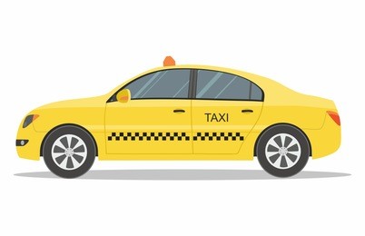 taxi service yellow automobile on white background