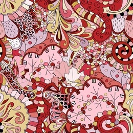 tracery seamless pattern. mehndi design. ethnic colorful doodle texture. curved doodling background. vector