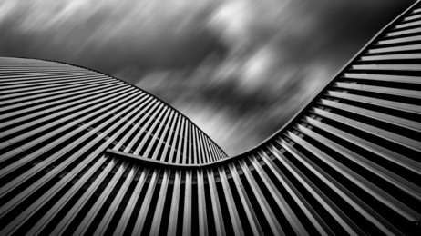 walls of building. motion blur sky