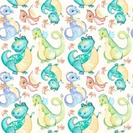 watercolor dinosaurs hand drawn illustration pattern