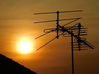 old antenna in sunset