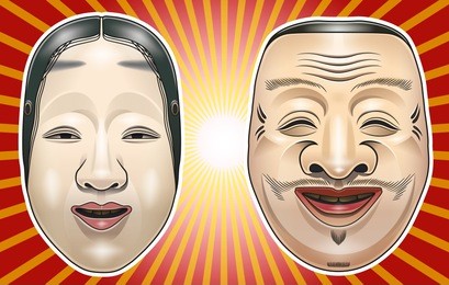 japanese masks on background