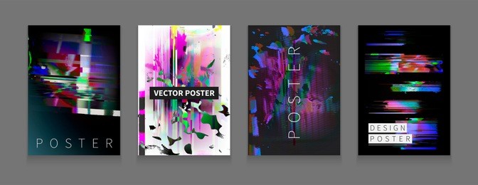 stock vector illustration glitch style computer screen error templates. digital pixel noise abstract design. templates for placards, banners, flyers, presentations and reports. minimal design. eps10