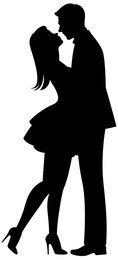 kiss of lovers vector black silhouette on white background