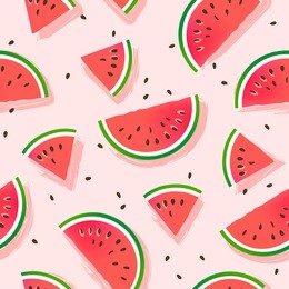 
watermelon slices vector pattern.