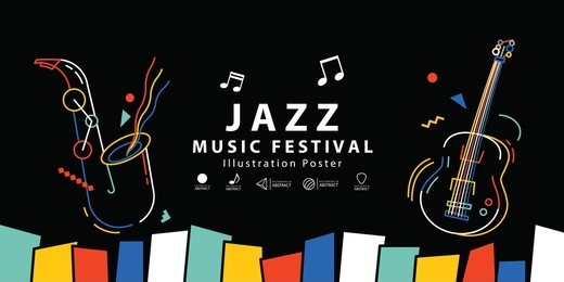 jazz music festival banner poster illustration vector. background concept.