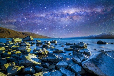 tekapo lake with milkyway background