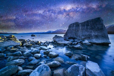 tekapo lake with milkyway background