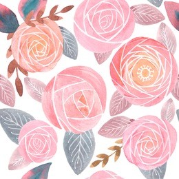 tender watercolor roses seamless pattern