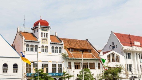 old colonial building in the old town of jakarta, batavia, java 