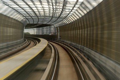 experience going through the underground tunnel of the mass rapid transport train.