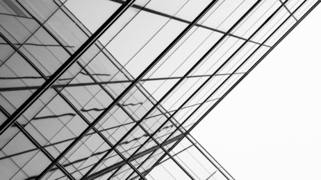 architecture of geometry at glass window - monochrome