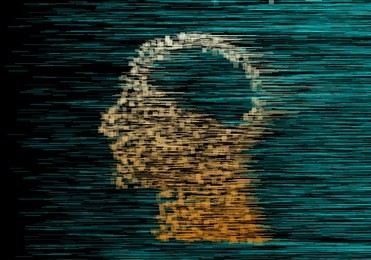 human head with speedy line and block shape. concept of artificial intelligence, ai, deep learning, iot, technology upgrade. vector illustration