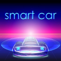 abstract image of a smart or intelligentcar. futuristic automotive technology with autonomous driving, driverless cars