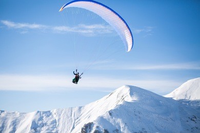 paragliding high in the georgian mountains