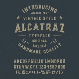 "alcatraz".  vintage gothic font design, handwritten alphabet. vector illustration