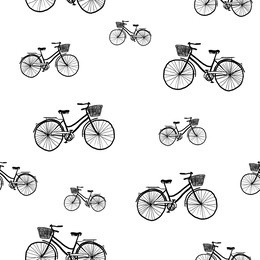 seamless retro pattern with bicycles - textile or bedsheet quirky design vector.