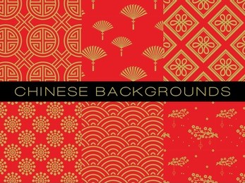  chinese pattern set with traditional designs. vector illustration