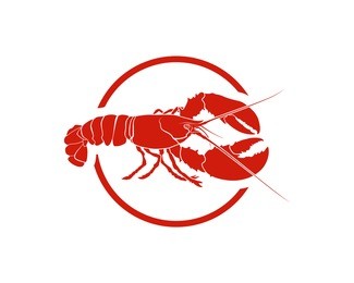 red circle line art lobster animal - seafood restaurant illustration symbol logo vector