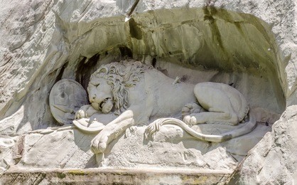 dying lion monument (lion of lucere) in lucerne, switzerland