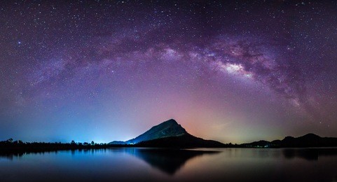 night landscape mountain and milky way  galaxy background our galaxy, thailand , long exposure , low light 