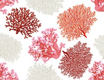 beautiful seamless vector tropical pattern with  corals. perfect for wallpapers, web page backgrounds, surface textures, textile.