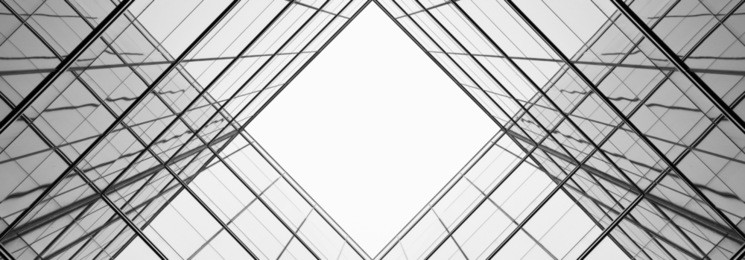 architecture of geometry at glass window - monochrome