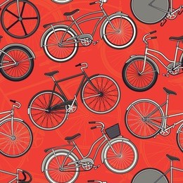 retro pop and vintage bicycle bike seamless pattern. wallpaper background