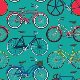 retro pop and vintage bicycle bike seamless pattern. wallpaper background