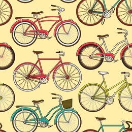 retro pop and vintage bicycle bike seamless pattern. wallpaper background