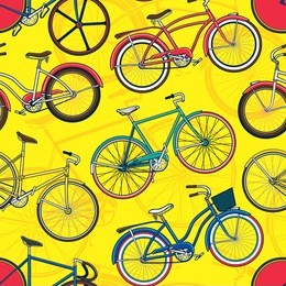 retro pop and vintage bicycle bike seamless pattern. wallpaper background