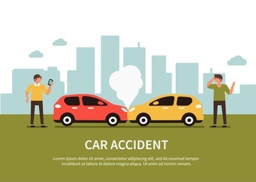 car accident infographic with text place. flat style minimal vector illustration.