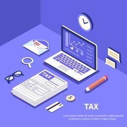 tax and accountant concept. can use for web banner, infographics, hero images. flat isometric vector illustration.