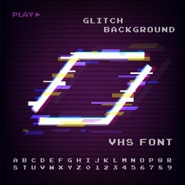 glitched abstract design.  distorted glitch style retro background and font. vhs  - banner, poster, flyer, brochure. vector illustration.