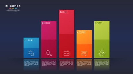 easy editable vector 5 options infographic design, bar chart, presentation template. global swatches.