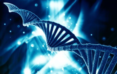 digital illustration of a dna 3d render