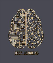 icon brain neural networks artificial intelligence. the left hemisphere of the brain consists of microcircuits, and the right of the ligaments of the network of neurons. the inscription: machine learn