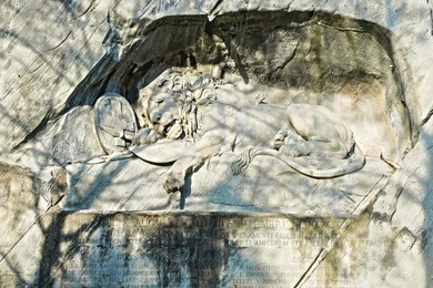 dying lion monument in lucerne, switzerland.
