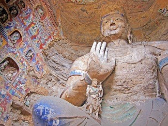 buddha statues of yungang grottoes : the world cultural heritage site, famous "buddhist caves art treasure houses" in datong, shanxi province, china. selective focus. 
