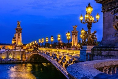 pont alexandre iii (alexander the third bridge) over river seine in paris, france