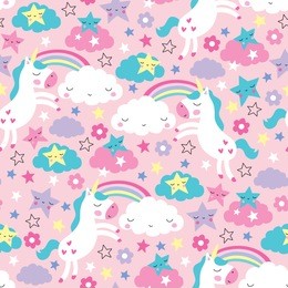 seamless pink unicorn pattern vector illustration